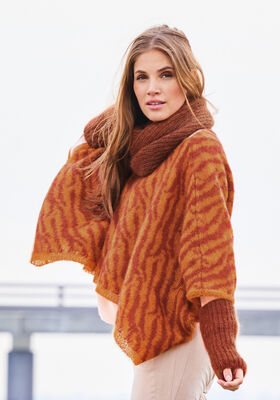 PONCHO I TIGERMØNSTER Silkhair - Strikkeoppskrift (NO) fra Lana Grossa