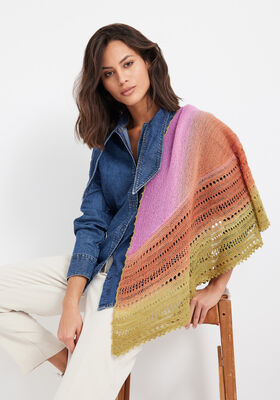 HALVRUND SJAL Cool Wool Lace Hand-dyed - Strikkeoppskrift (DK) fra Lana Grossa
