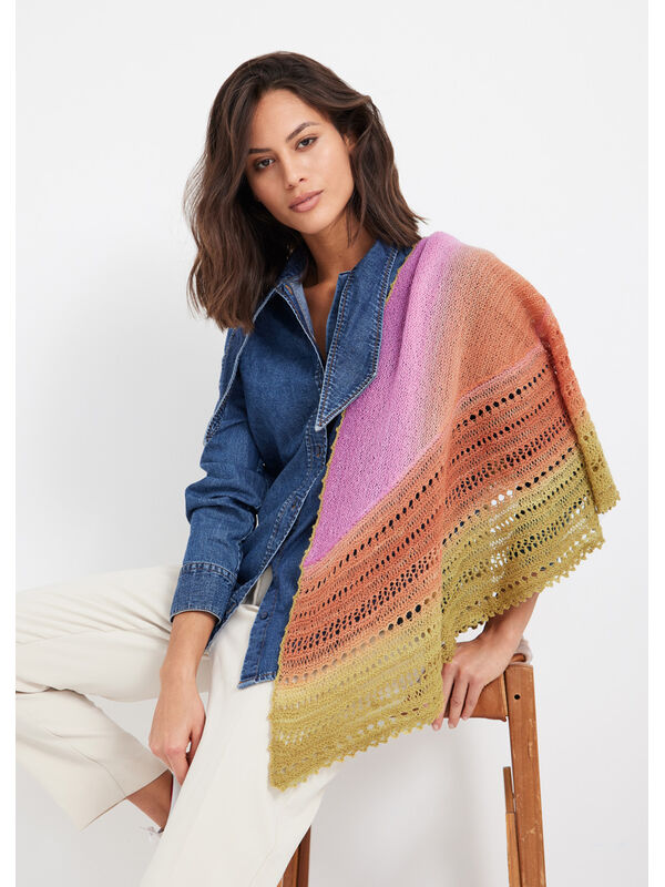 Lana Grossa HALVRUND SJAL Cool Wool Lace Hand-dyed - Strikkeoppskrift (DK)
