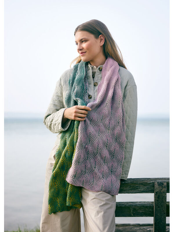 Lana Grossa SJAL Merino Lace Aquarell & Cool Wool Lace - Strikkeoppskrift (SE)