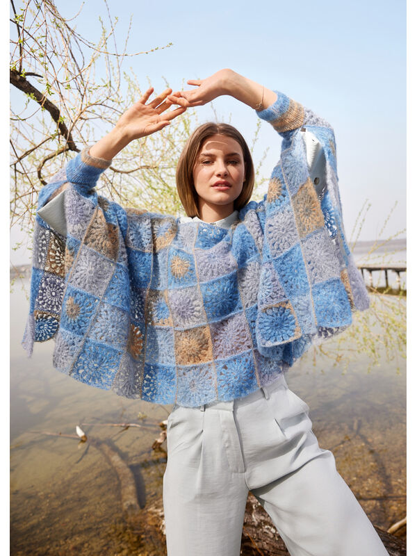 Lana Grossa PONCHO Silkhair Print - Strikkeoppskrift (SE)