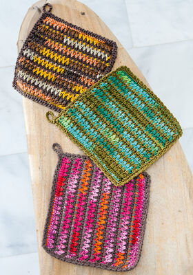 TOPFLAPPEN IM STRUKTURMUSTER Cotone uni/print - German Edition fra Lana Grossa