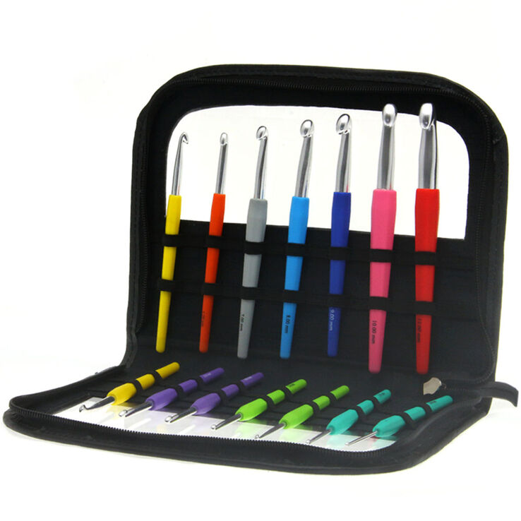 Lana Grossa  Heklenål-Sett Aluminium med grep i Design Color 