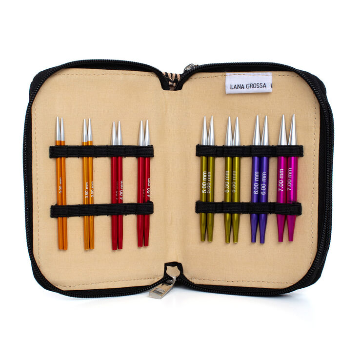 Lana Grossa Rundpinnesett (kort) Aluminium Rainbow