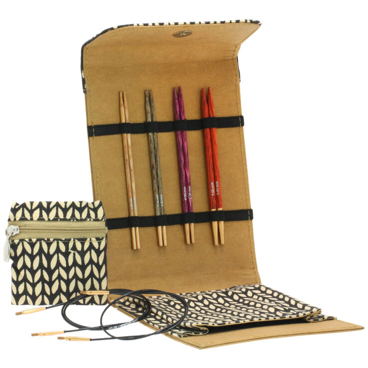 Lana Grossa  SETT MED UTSKIFTBARE RUNDPINNER Design-tre: Signal , liten (brun)
