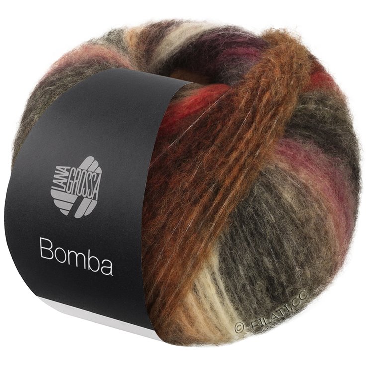 Lana Grossa BOMBA | 08-bjørnebær /syrinrosa/grågrønn/laks/korall/limett/sennepgul/gråbrun/fersken/rosa/gul/knallrød