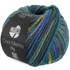 Lana Grossa COOL MERINO Big Color | 407-jade/petrol/turkis/rosabeige/aubergine/gulgrønn/royal/gråblå