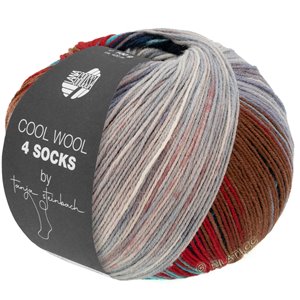 Lana Grossa COOL WOOL 4 SOCKS PRINT II | 7792-nattblå/turkis/rød/brun/mørk grå