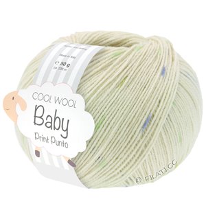Lana Grossa COOL WOOL Baby Uni/Print 50g | 365-creme/lys oliven/myk grønn/blågrå