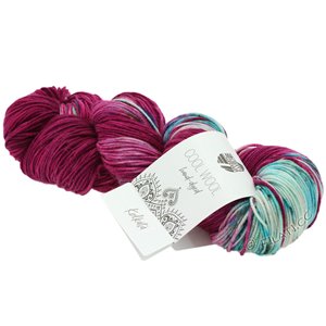 Lana Grossa COOL WOOL  Hand-dyed | 109-turkisblå/rødfiolett/råhvit/petrol