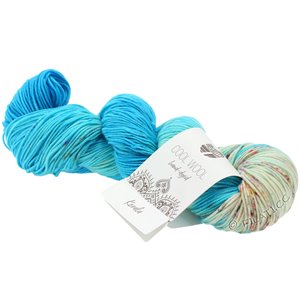 Lana Grossa COOL WOOL  Hand-dyed | 110-asurblå/lys blå/råhvit/fuksia