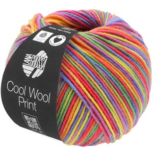 Lana Grossa COOL WOOL  Print | 703-lilla/grønn/bringebær/oransje/gul/blå