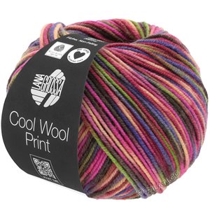 Lana Grossa COOL WOOL  Print | 749-vinrød/pink/gulgrønn/blåfiolett/laks/mokka