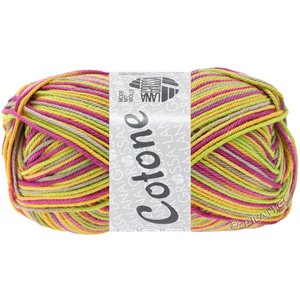 Lana Grossa COTONE  Print/Spray/Mouliné | 347-pink/gul/beige/eggeplommegul/gulgrønn