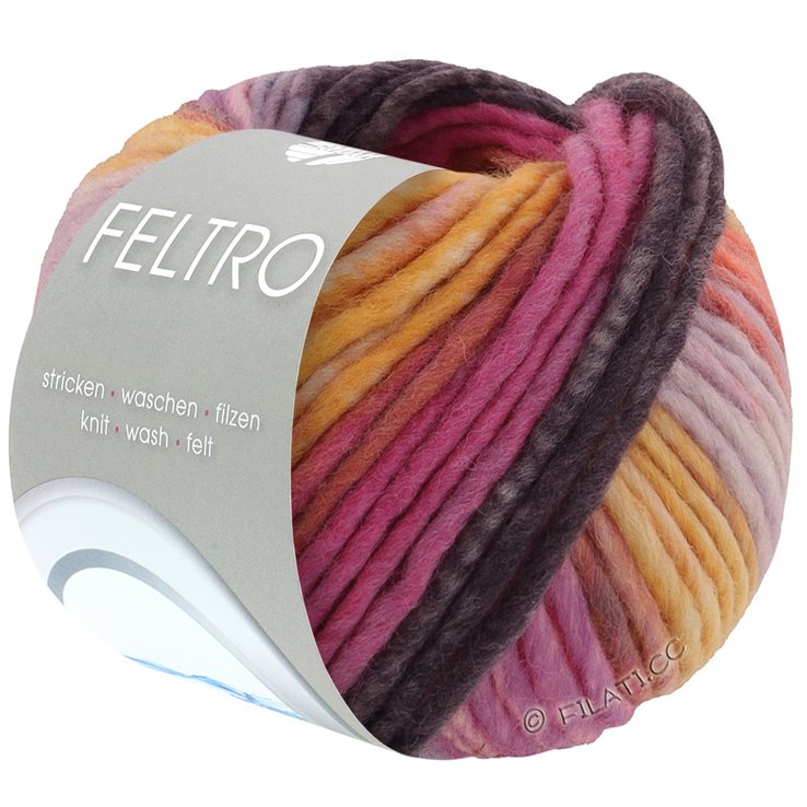Lana Grossa FELTRO Bosco | 727-mauve/oransje/gul/cyklamen/mokka/grålilla/pink
