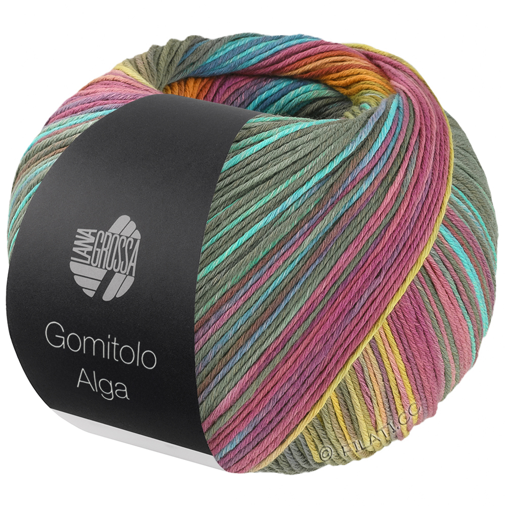 Lana Grossa  | 2027-grågrønn/turkis/fuksia/gul/vårgrønn/oransje/oliven/himmelblå/blå/gammelrosa/hvit