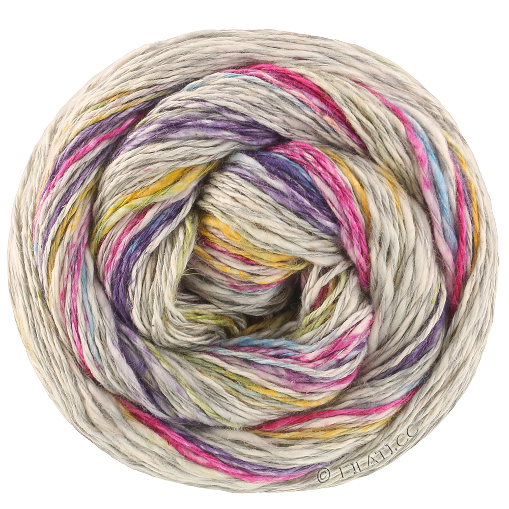 Lana Grossa  | 3042-lys grå/blåfiolett/turkis/fuksia/safrangul/pistasj