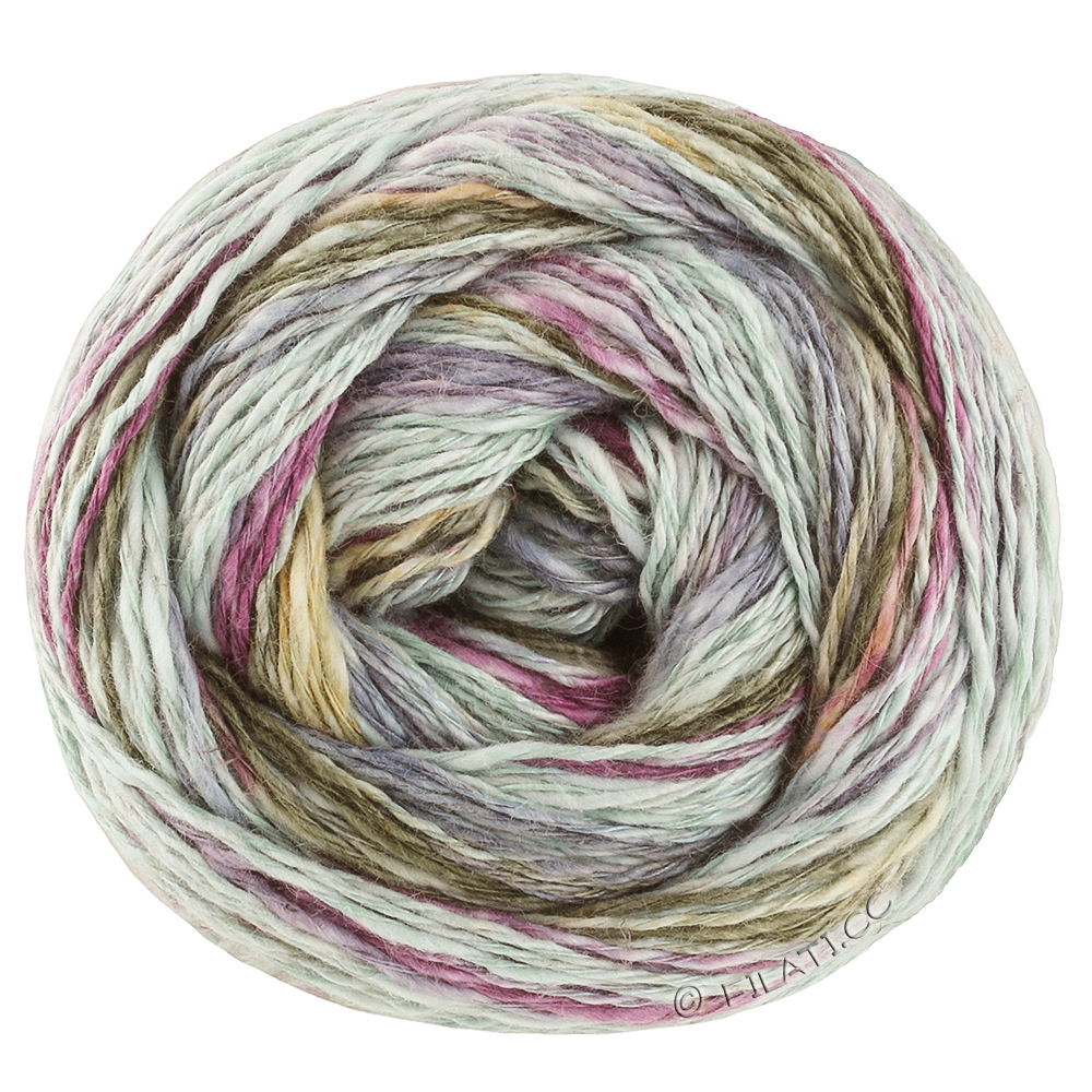 Lana Grossa  | 3044-mynte/gråblå/grågrønn/rødfiolett/lavendel/safrangul