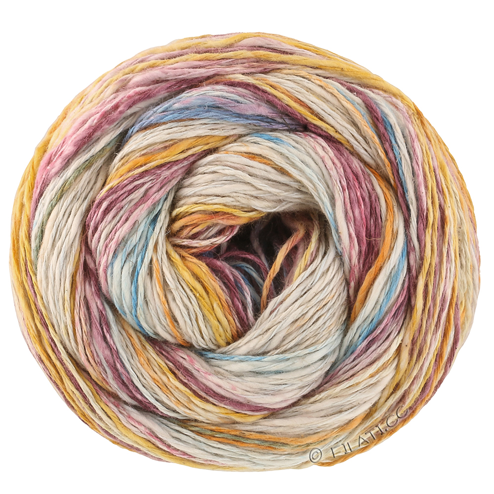 Lana Grossa  | 3046-sart blå/himmelblå/oker/safrangul/bjørnebær /bær 