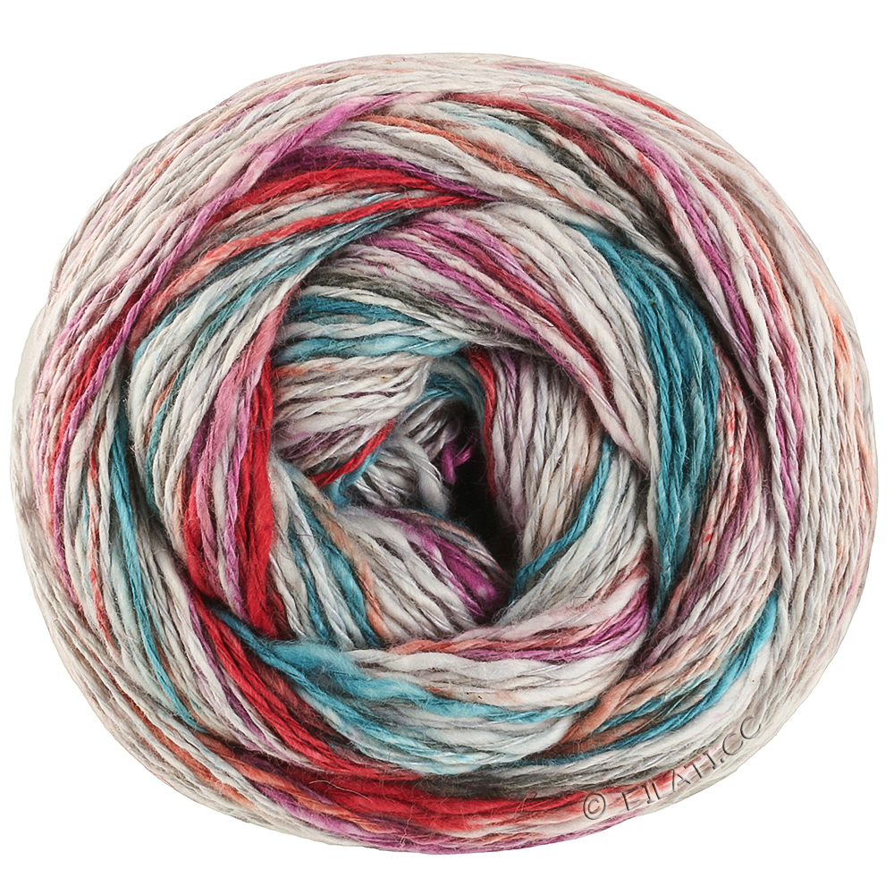 Lana Grossa  | 3048-sølvgrå/mørk grå/petrol/rustrød/fuksia/gammelrosa