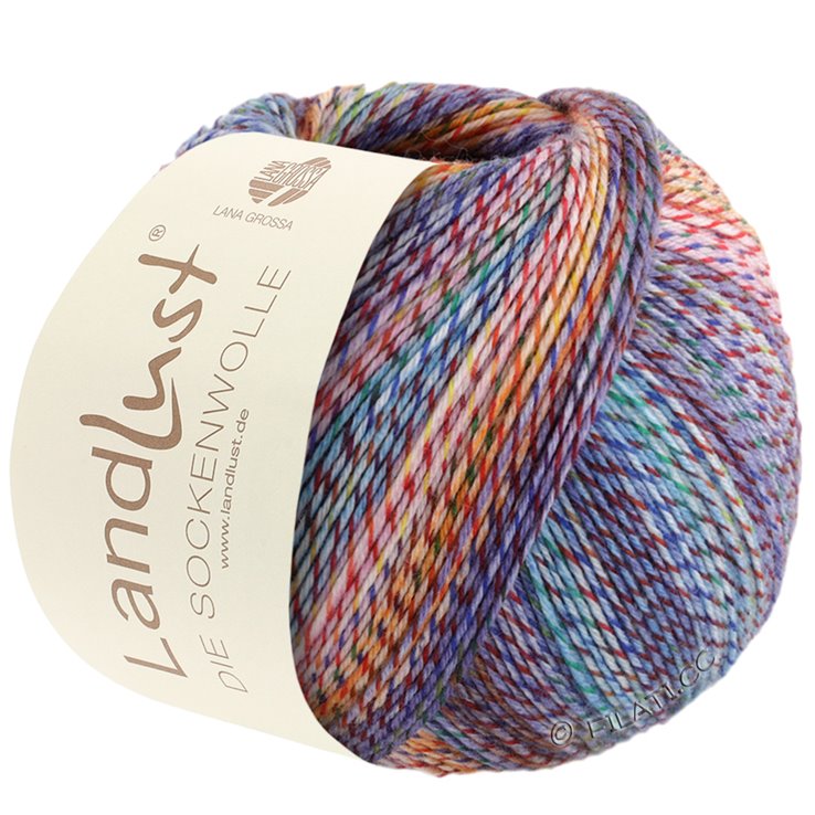 Lana Grossa LANDLUST DIE SOCKENWOLLE PRINT | 213-lilla/gul/rosa/turkis/grønn/rød/mørk blå melert