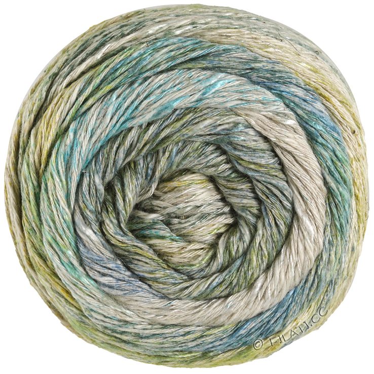 Lana Grossa MOSAICO (Linea Pura) | 001-gulgrønn/grågrønn/natur/jade/turkis/jeans/gråblå