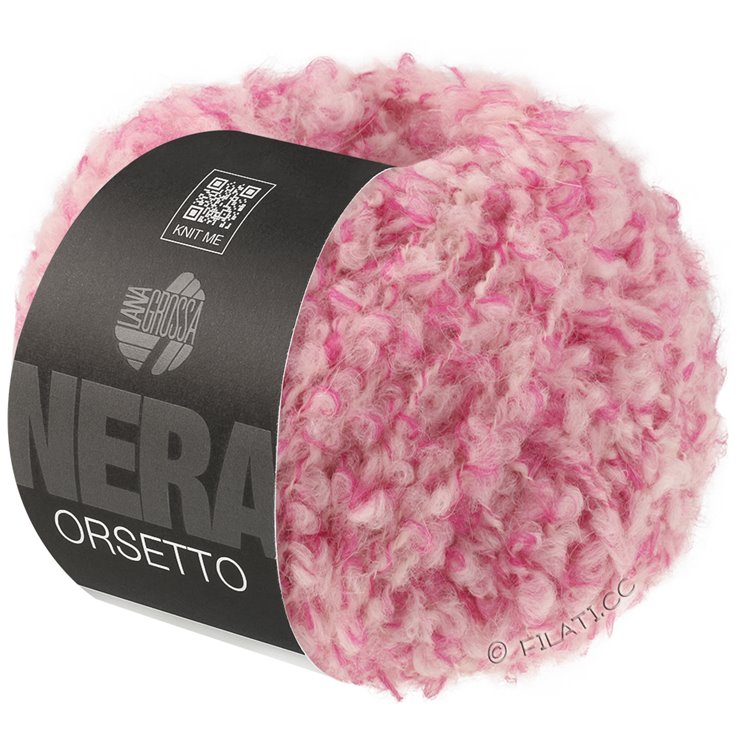 Lana Grossa ORSETTO Moulinè (Nera) | 101-pink/råhvit