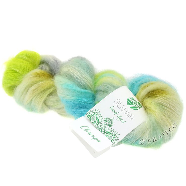 Lana Grossa SILKHAIR Hand-dyed | 607-lys blå/hvit/gulgrønn/grå/turkis