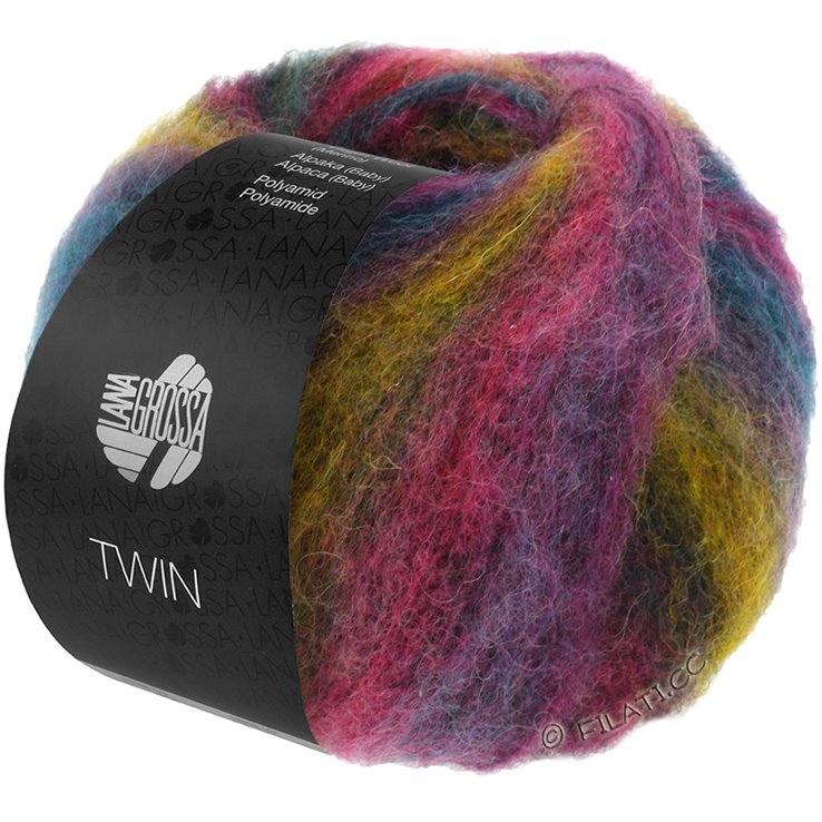 Lana Grossa TWIN 25g | 101-pink/bjørnebær /oliven/petrol/gråfiolett
