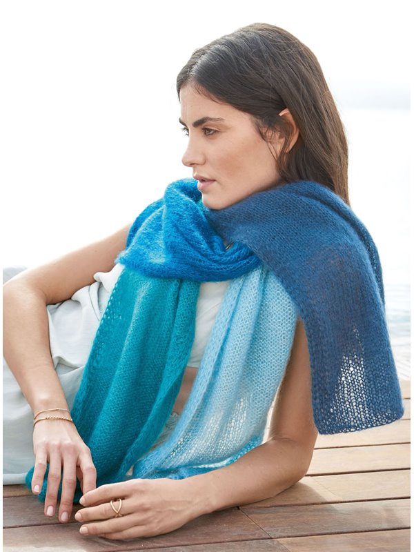 Lana Grossa DOBBEL SJAL Silkhair - Strikkeoppskrift (DK)