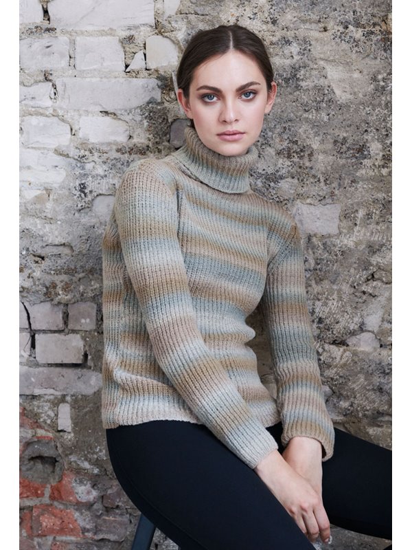 Lana Grossa SWEATER I HALVPATENT Cashmere 16 Fine Dégradé - Strikkeinstruksjoner (DK)