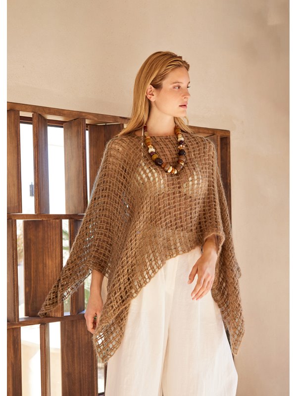 Lana Grossa HEKLET PONCHO Natural Superkid Tweed