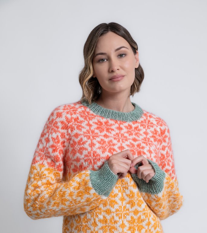 Lana Grossa GENSER MED MØNSTER Natural Alpaca Pelo