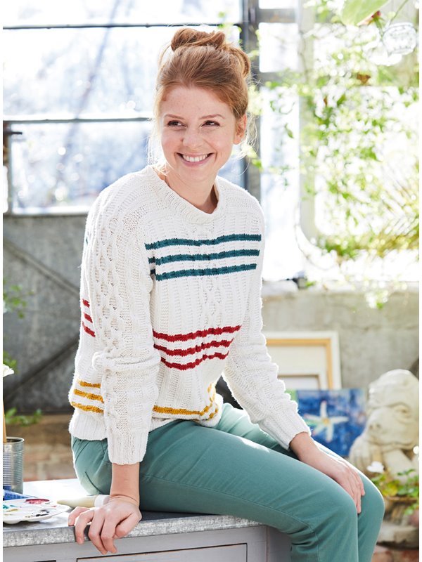 Lana Grossa PULLOVER MED FLETTER OG STRIPER Landlust Sommerseide - Strikkeoppskrift (NO)