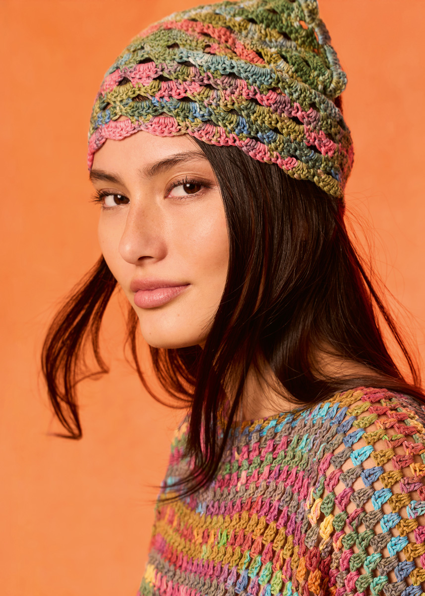 HEKLET HODETØRKLE I BUEMØNSTER Gomitolo Alga fra Lana Grossa