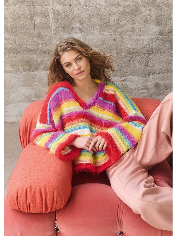 Lana Grossa V-GENSER MED STRIPER Basta, Bottoni & Summer Softness