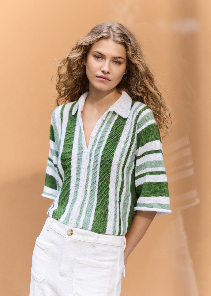 Lana Grossa POLOJAKKE MED STRIPER Ecopuno